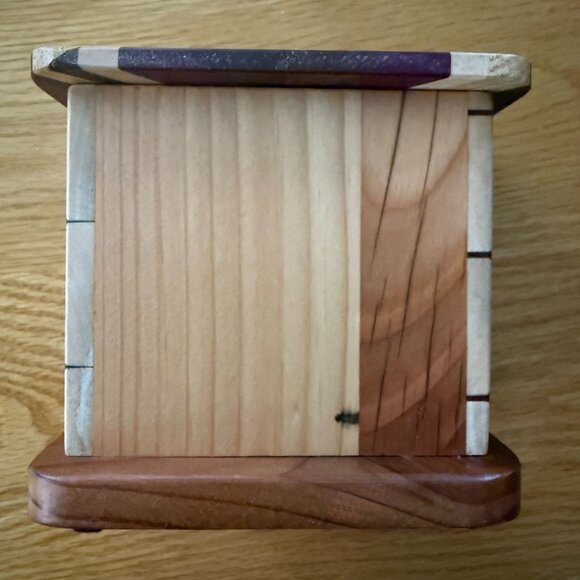 Tzedaka Charity Box Hand Crafted Mixed Hardwoods Star of David Judaica - Picture 4 of 9